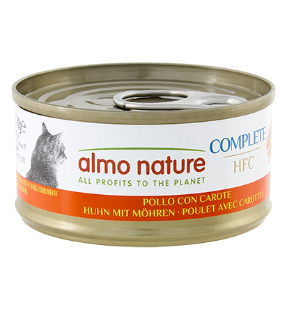 Scatola di cibo umido per gatti Almo Nature HFC Complete di AGRIAPPIA, confezione da 70g con alimento completo e naturale