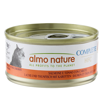 Scatola di Almo Nature HFC Complete cibo umido completo per gatti, 70g, con confezione AGRIAPPIA, visibile in immagine.