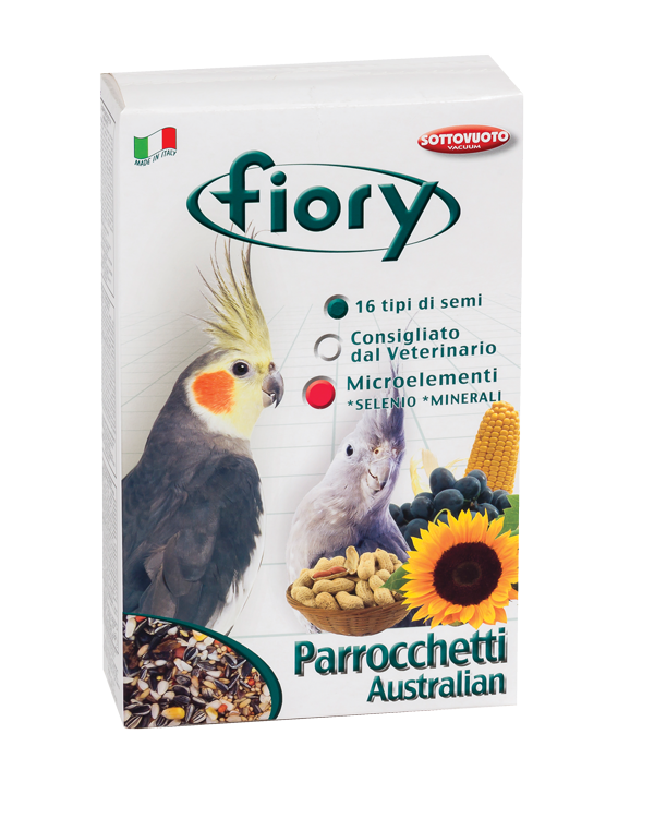 Parrocchetti Australiani AGRIAPPIA da 800g in gabbia, pronti per il consumo, con dettagli visibili sulla confezione.