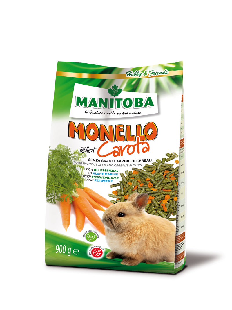 Monello Pellet Carota – Alimento Completo per Conigli Nani 900 g | Senza Cereali