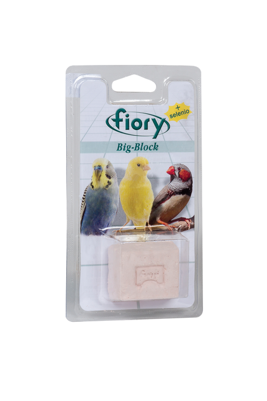 Fiory Big Block – Supporto Minerale per Uccelli da Voliera con 13 Minerali e Calcio 36%