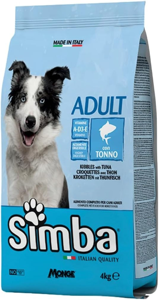 MONGE Simba Crocchette per Cane Adulto con Tonno – Alimento Completo, 4Kg