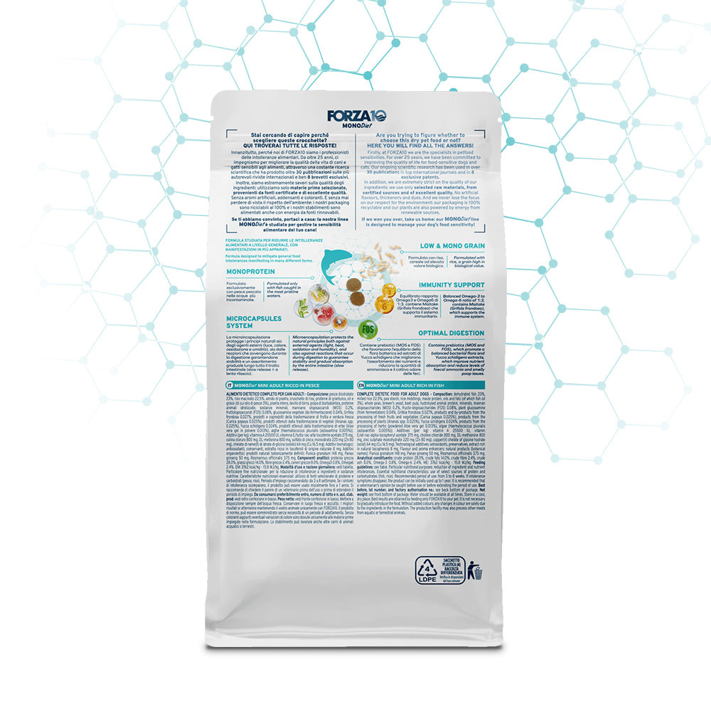 Forza10 Mini Adult Sensitive – Alimento Dietetico al Pesce per Cani 1-10 kg