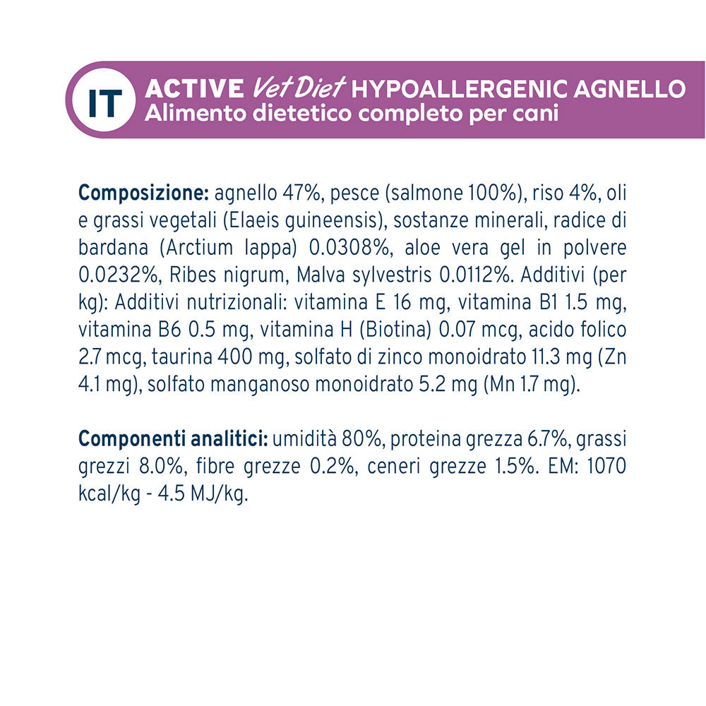 Forza10 Cane Hypoallergenic – Alimento Dietetico Umido Agnello per Cani con Intolleranze