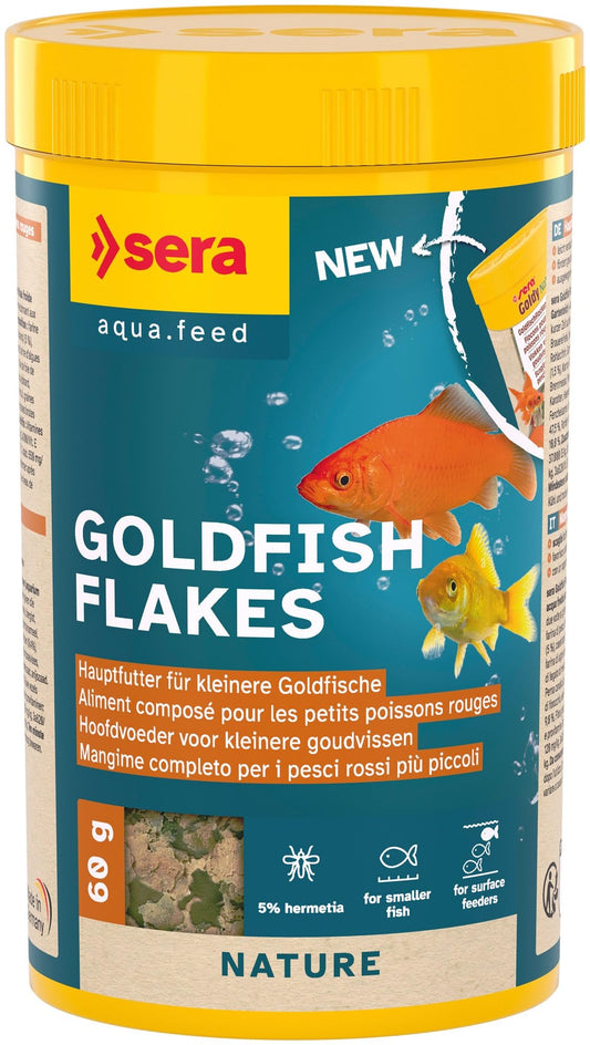 Sera Goldfish Flakes Nature 250ml – Fiocchi per Pesci Rossi con Farina di Insetti Hermetia