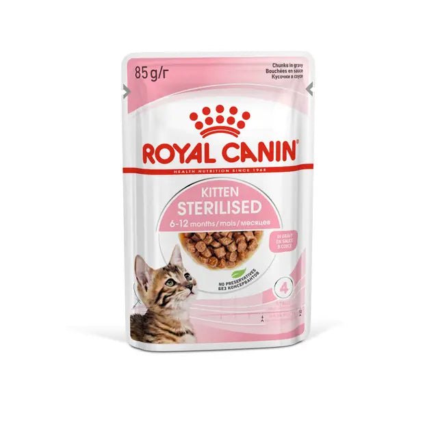 Crocchette per gattini sterilizzati AGRIAPPIA in salsa, confezione con ciotola di cibo umido per gattini.