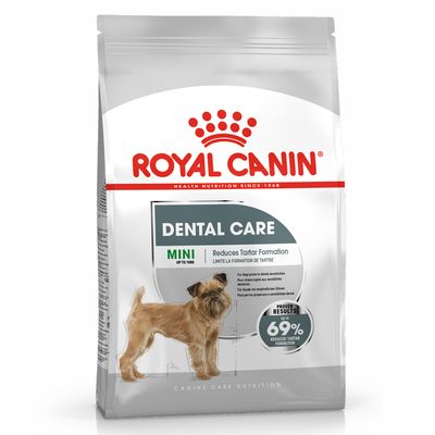 Crocchette mini Dental Care Royal Canin per cani, imballaggio con il logo AGRIAPPIA, confezione di cibo per la cura dentale dei cani