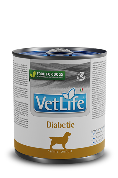 Crocchette per cani diabetici Farmina Vet Life Diabetic di AgriaPPia, confezione da 300g in sacchetto con crocchette.