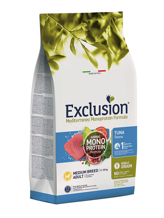 EXCLUSION MEDITERRANEO NOBLE GRAIN TONNO ADULTO TAGLIA MEDIA
