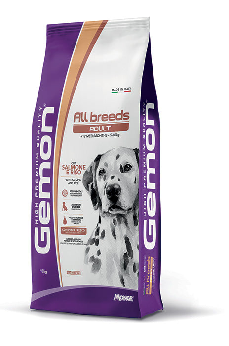 Cibo per cani adult di tutte le razze AGRIAPPIA con salmone e riso in sacco da 15kg, ideale per alimentazione equilibrata