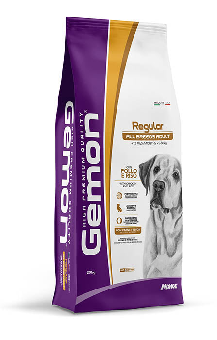 Crocchette Gemon Regular All Breeds Adult con Pollo e Riso di AGRIAPPIA, sacco da 20 kg, con pellet per cani adult di tutte le razze