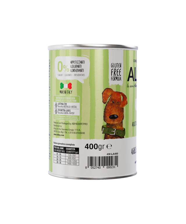 Aldog Paté Monoproteico Agnello – Cibo Umido per Cani 400g