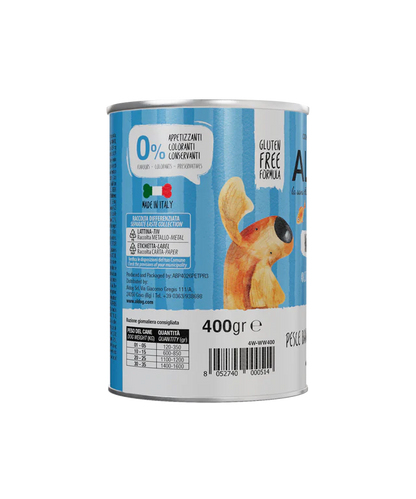 Scatola di cibo umido per cani Aldog White Wave di AgriAppia, 400g, con involtini di carne bianca e ingredienti naturali