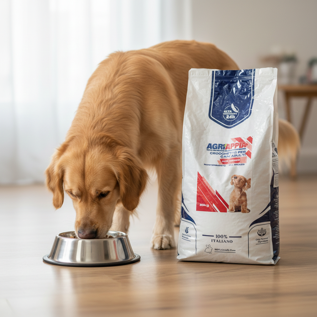 Crocchette Agriappia per cani al manzo, cibo di mantenimento da 20kg, alimento naturale e nutriente.