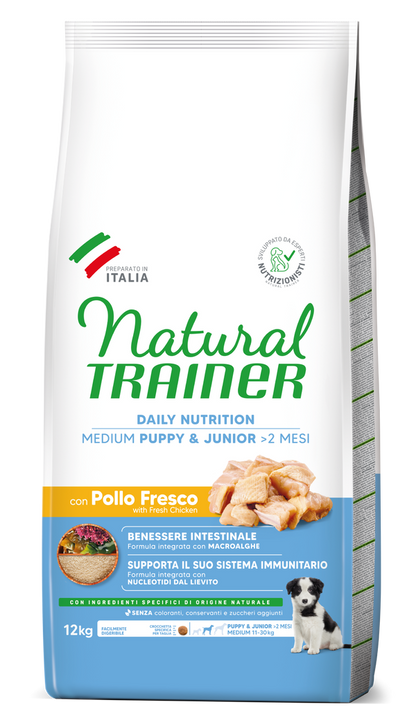 Crocchette per cuccioli e Junior di AgriAppia, con pollo fresco, in confezione di alimentazione nutrizionale naturale.