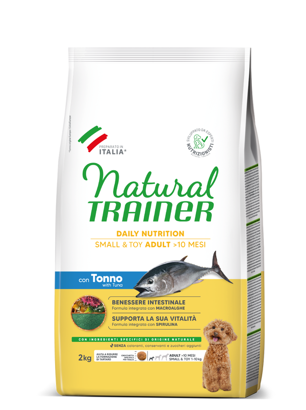 Alimentatore naturale AGRIAPPIA Daily Nutrition Small&Toy con tonno, cibo per animali adulti in confezione compatta.