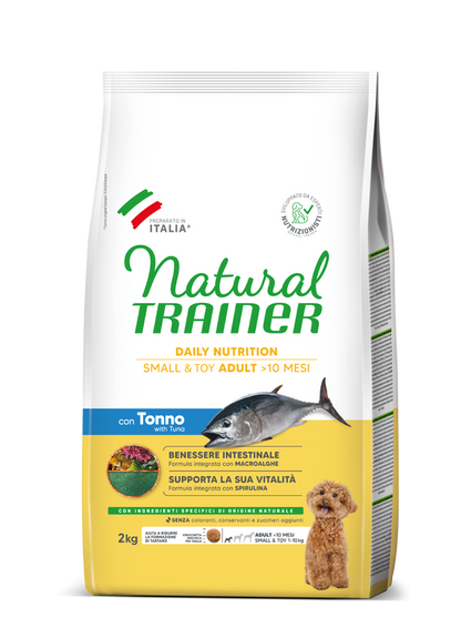 Alimentatore naturale AGRIAPPIA Daily Nutrition Small&Toy con tonno, cibo per animali adulti in confezione compatta.