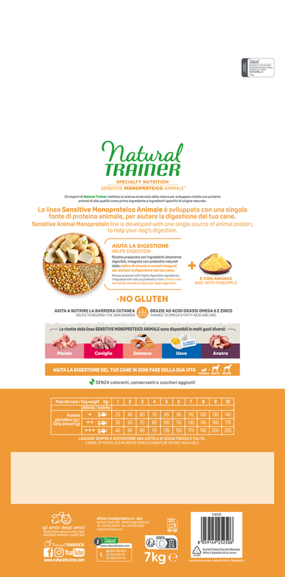 Crocchette per cani Natural Trainer AGRIAPPIA con agnello, cereali integrali, senza glutine, adatte a cani sensibili, dimensione small.