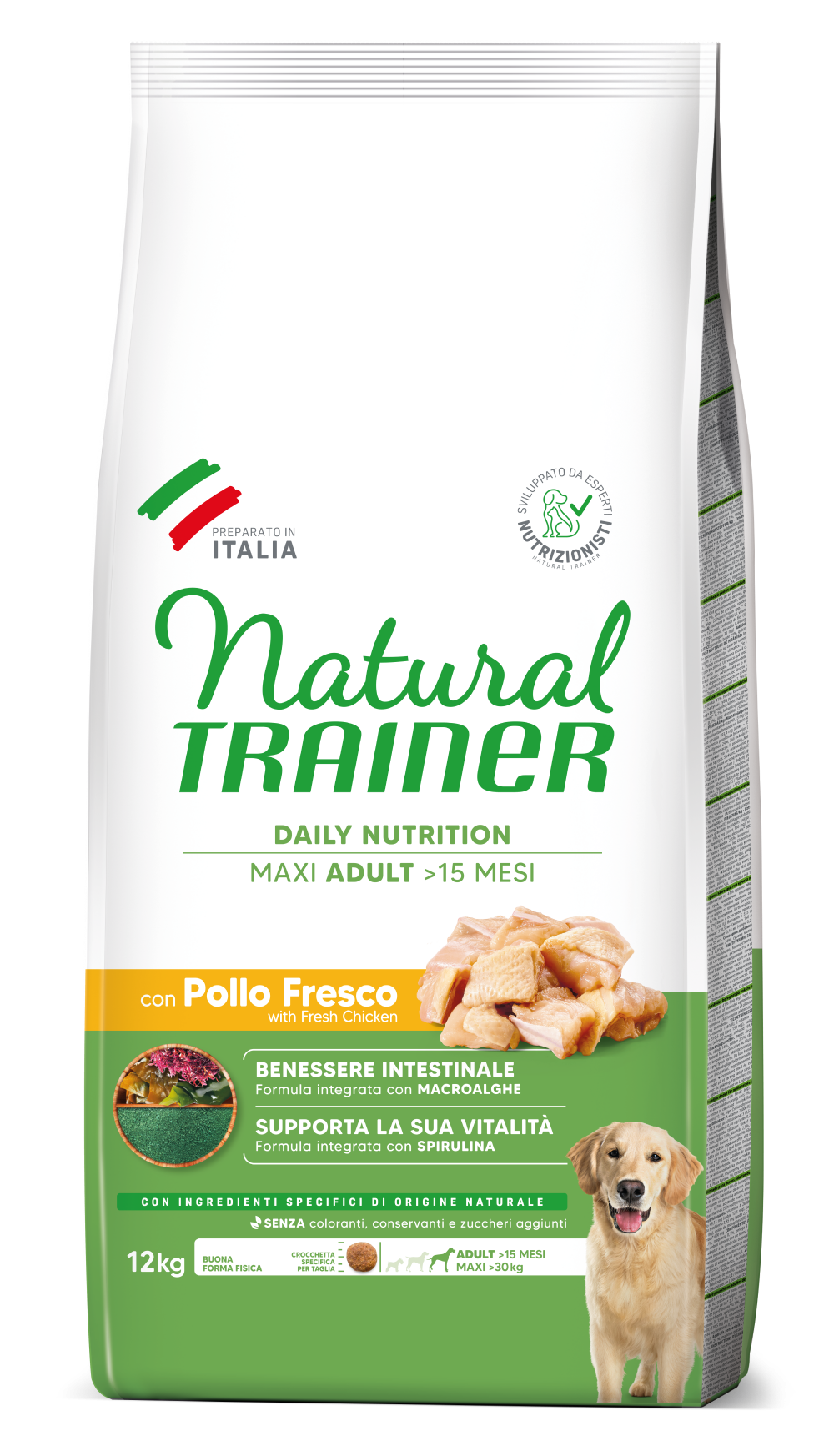 Crocchette per cani AGRIAPPIA Daily Nutrition Maxi con pollo fresco, alimento naturale e completo per cani adulti.