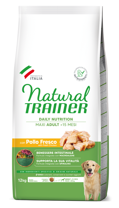 Crocchette per cani AGRIAPPIA Daily Nutrition Maxi con pollo fresco, alimento naturale e completo per cani adulti.