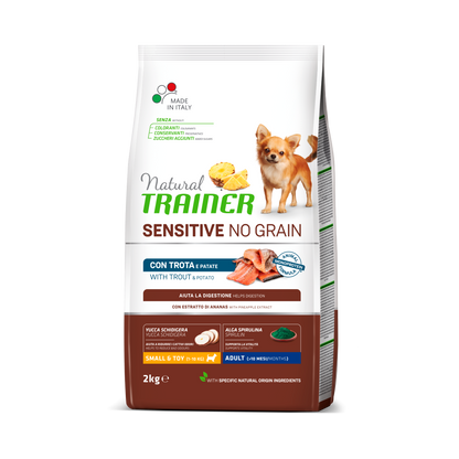 Crocchette per cani adulti Natural Trainer NO GRAIN S&T Trota, alimento naturale senza cereali di AGRIAPPIA.