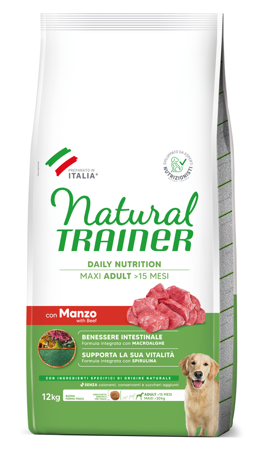 NATURAL TRAINER CANE DAILY NUTRITION MAXI ADULT CON MANZO