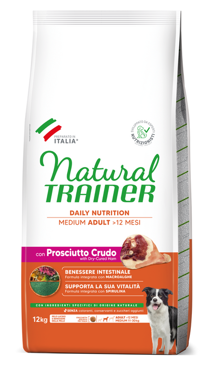 Natural Trainer Daily Nutrition Medium con Prosciutto, alimento per adulti della linea AgriAppia, ricco di proteine e gusto naturale