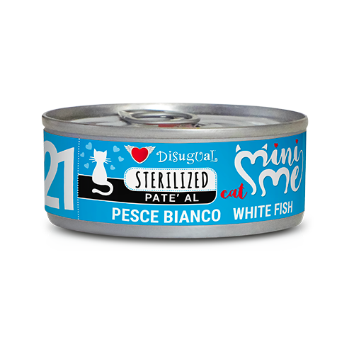 Crocchette Disugual Mini Me Sterilizzato per gatti con pesce bianco, prodotto AGRIAPPIA, confezione da 500g