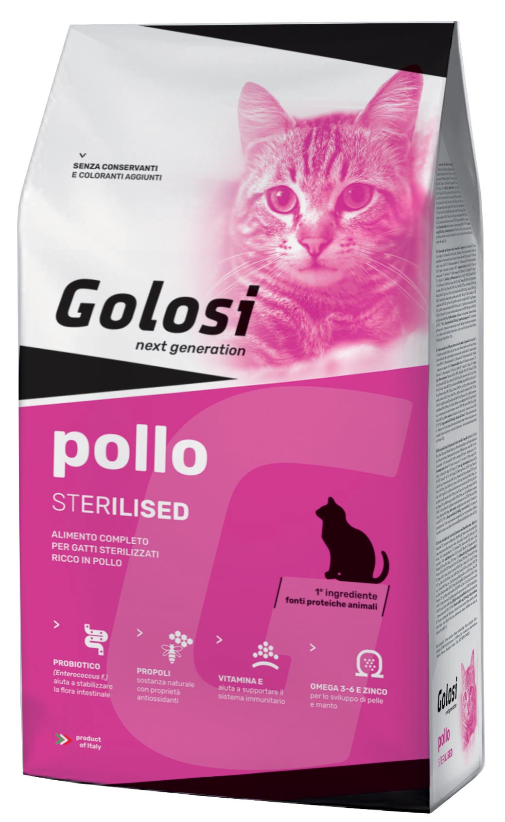 Crocchette per gatti AGRIAPPIA Golosi Pollo Sterilised in ciotola, confezione per gatti sterilizzati, alimento completo e naturale