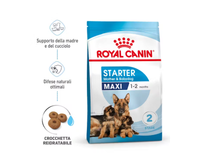 Cibo per cani Maxi Starter Royal Canin di AGRIAPPIA, confezione con imballaggio e dettagli del prodotto.