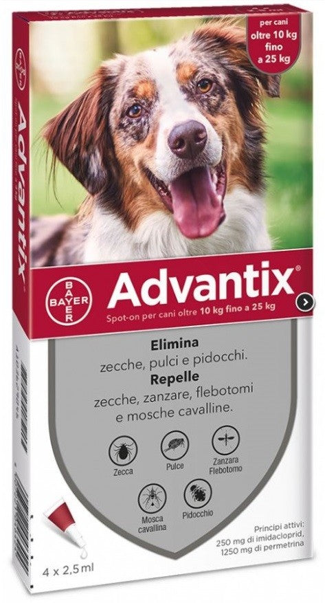 Trattamento spot-on Advantix™ per cani di AGRIAPPIA, confezione con pipetta per applicazione topica contro parassiti