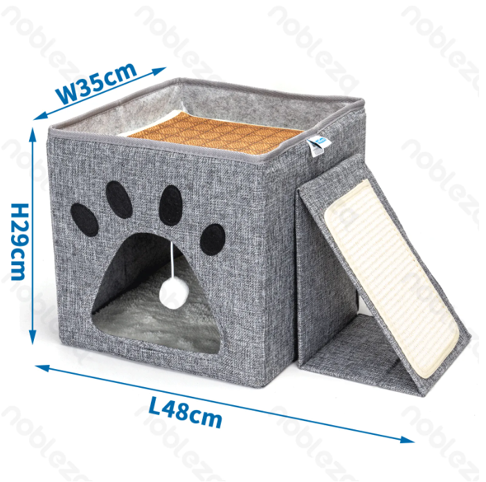 Cuccia per gatti componibile AGRIAPPIA con tiragraffi, struttura in tessuto e design pratico e confortevole per i felini.