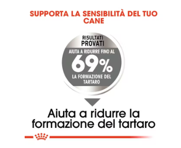 Mini Dental Care Royal Canin, cibo per cani AGRIAPPIA, confezione con crocchette per la cura dentale del cane.