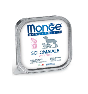 Paté Monge Monoprotein Cane AGRIAPPIA in lattina da 150g, confezione con etichetta visibile e dettagli del prodotto.