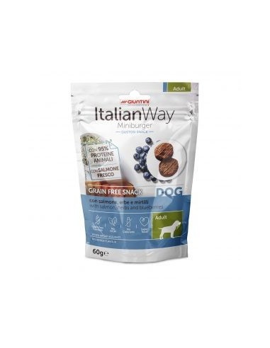 Italian Way Mini Burger Cane – Salmone, Erbe e Mirtilli 60g