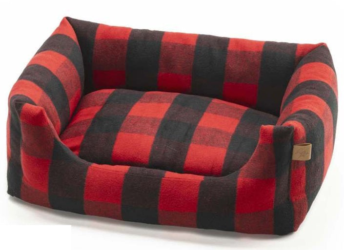 Cuccia RED CHALET AGRIAPPIA per cani extra grande, con struttura rossa e stile chalet, misura 60x70 cm, morbida e confortevole