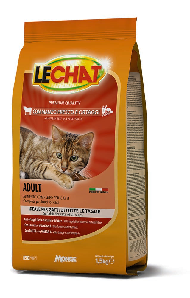 Croccantini per cani LeChat con manzo fresco e verdure, prodotto AGRIAPPIA, con croccanti ingredienti naturali.