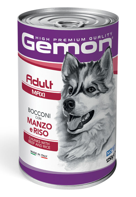 Crocchette Gemon Maxi Adult con manzo e riso, cibo per cani di grandi dimensioni, confezione da 1250g di AGRIAPPIA