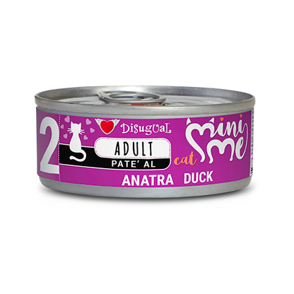 Mini Me Patè Disugual AGRIAPPIA con anatra per gatti, in confezione da 500g, visibile nel contenuto dell'immagine.