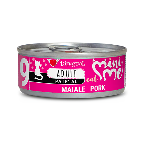 Mini Me Patè Disugual di AGRIAPPIA con carne di maiale adatta a gatti, presentato in una confezione da 500g.