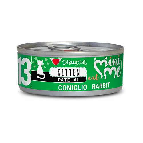 Kitten Disugual Mini Me patè AGRIAPPIA con coniglio e gatto, in confezione da 500g, alimento umido per gattini.
