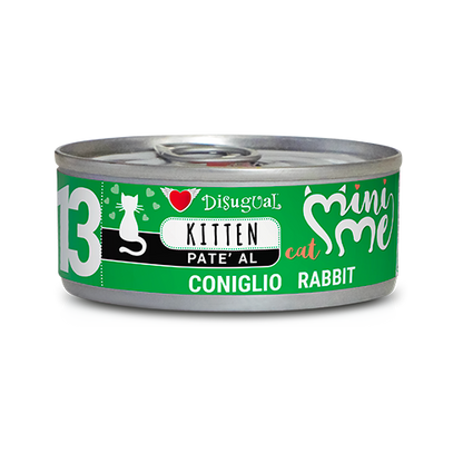 Kitten Disugual Mini Me patè AGRIAPPIA con coniglio e gatto, in confezione da 500g, alimento umido per gattini.