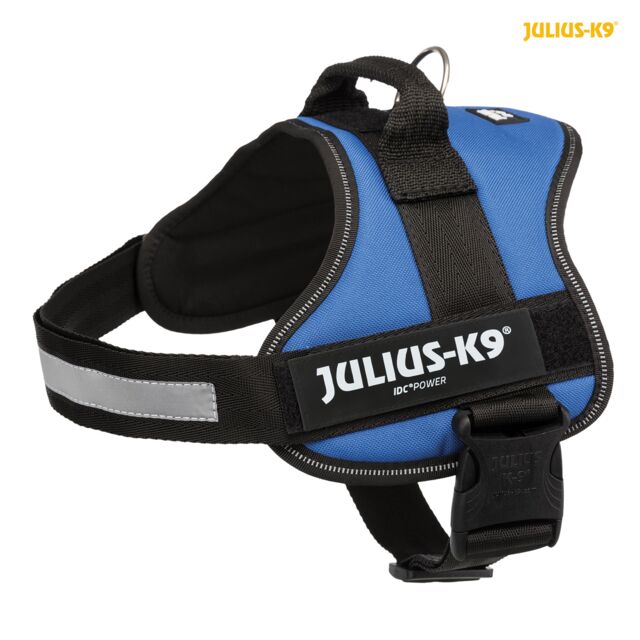 Pettorina Julius-K9 IDC Powerharness nera per cani, con dettagli regolabili e logo visibile, marca AGRIAPPIA.
