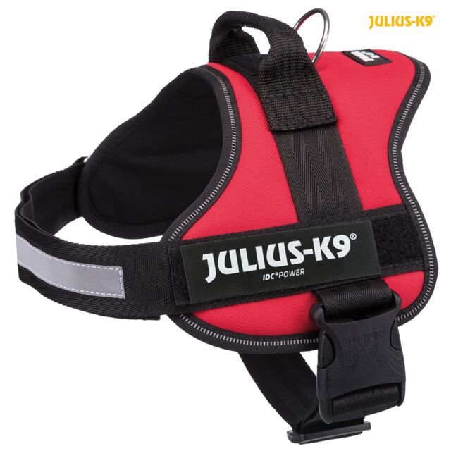 Pettorina Julius-K9 IDC Powerharness nera per cani, con dettagli resistenti e regolabili, marca AGRIAPPIA.