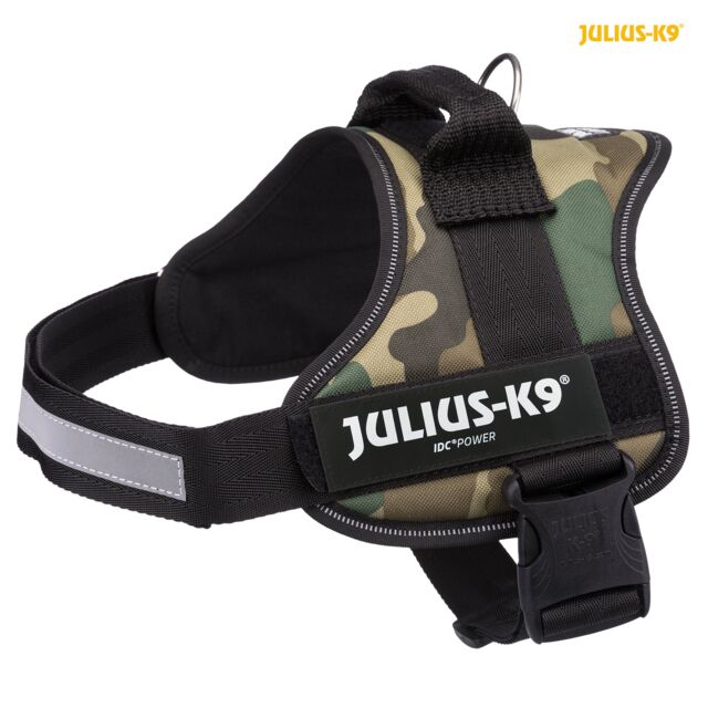 Pettorina Julius-K9 IDC Powerharness nera per cani, marca AGRIAPPIA, con dettagli regolabili e resistente tessuto nero
