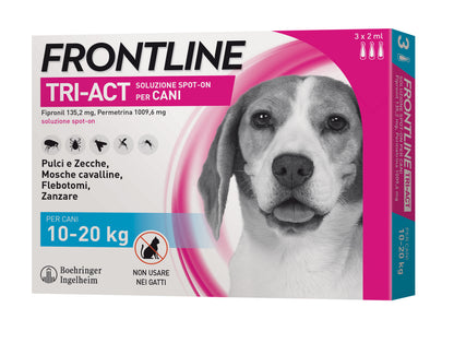 Confezione da 3 Frontline Tri-Act® Cane di AGRIAPPIA, trattamento antiparassitario per cani con confezione da 10-20 kg