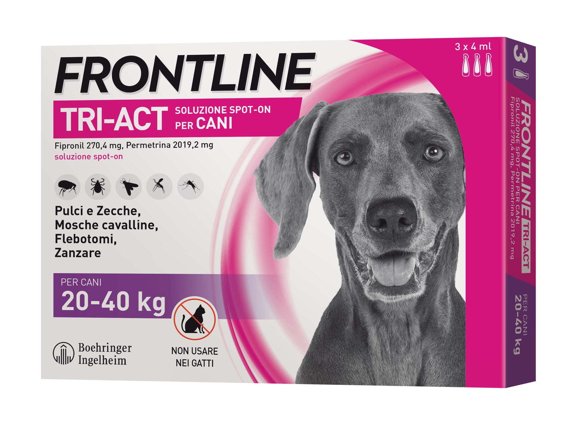 Pacchetto con 3 confezioni di Frontline Tri-Act® Cane di AGRIAPPIA, trattamento antiparassitario per cani con siringa e applicatore