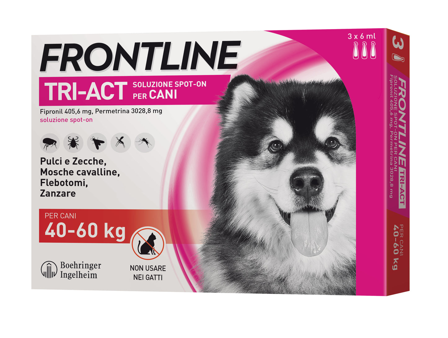 Confezione da 3 Frontline Tri-Act® Cane AGRIAPPIA, trattamento antiparassitario per cani, con tubo da 40-60 kg