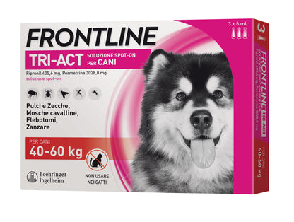 Confezione da 3 Frontline Tri-Act® Cane AGRIAPPIA, trattamento antiparassitario per cani, con tubo da 40-60 kg