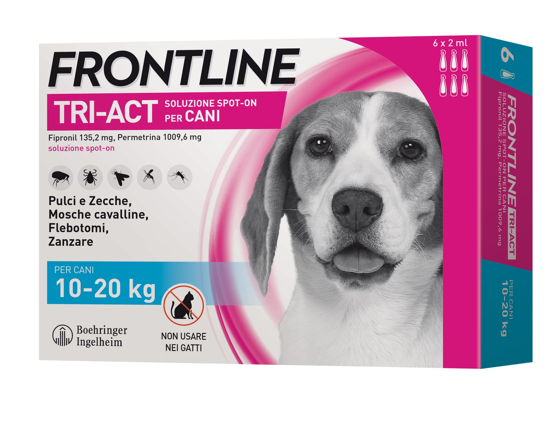 Confezione da 6 Frontline Tri-Act® Cane di AGRIAPPIA, trattamento antiparassitario per cani con pipette.